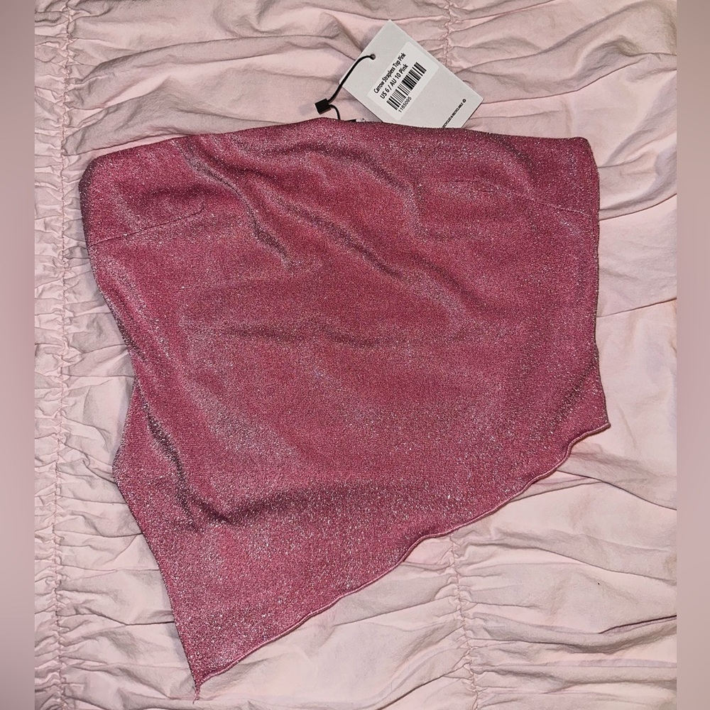 Princess Polly Glittery Pink Tube Top